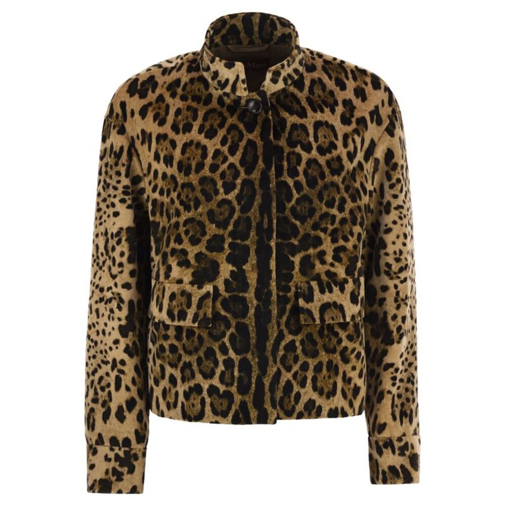 Maxmara Studio Women Mstedro – Cropped Animal-Print Cotton Jacket